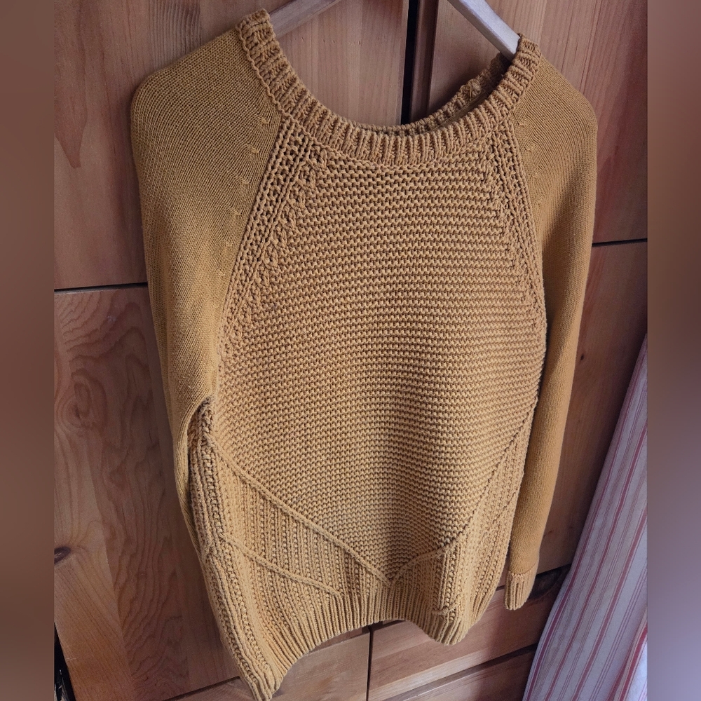 Mavi Women's Mustard Cotton Blend Round Neck Sweater Size Medium